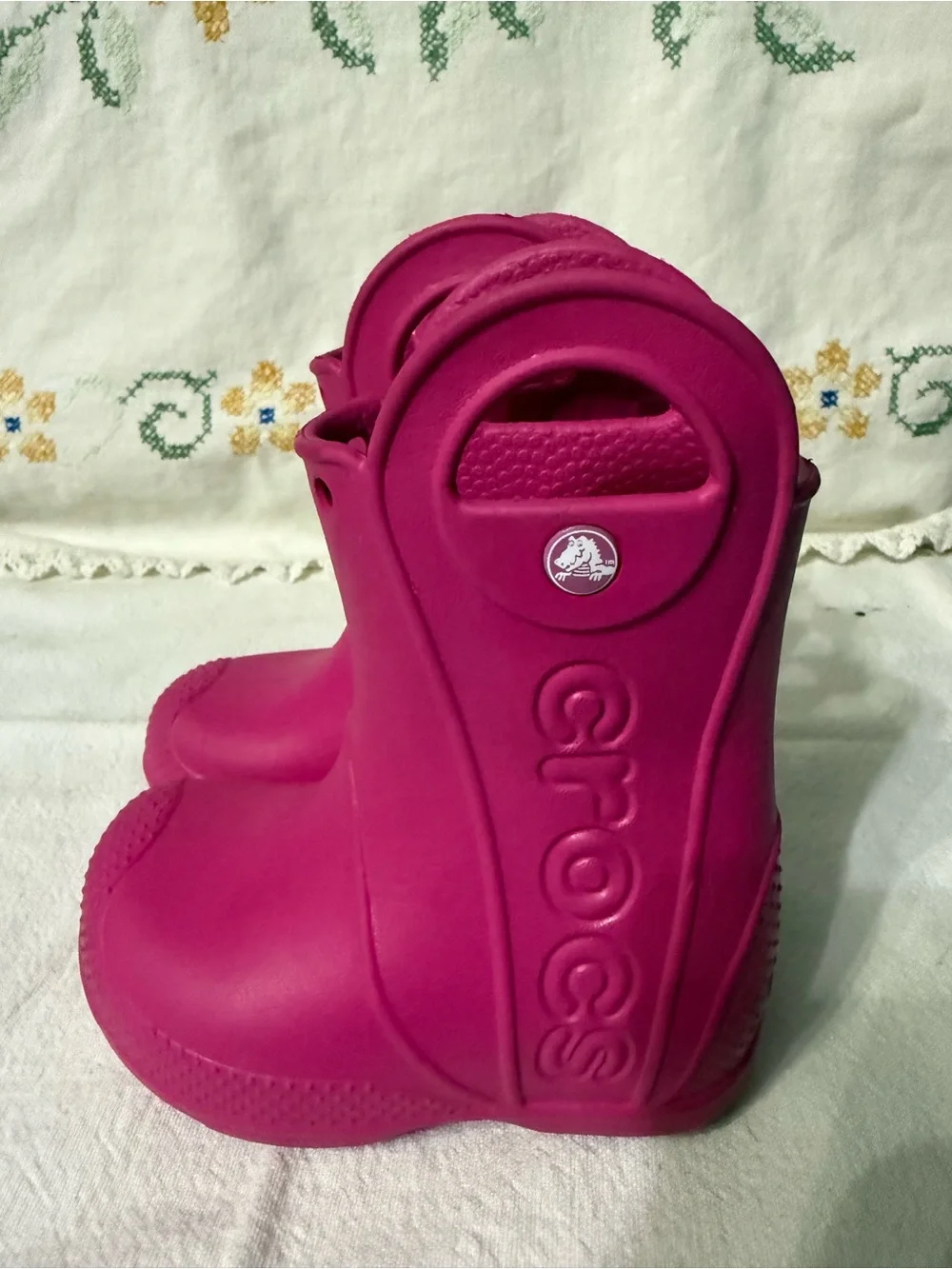 CROCS Kids Magenta Handle Rain Boots